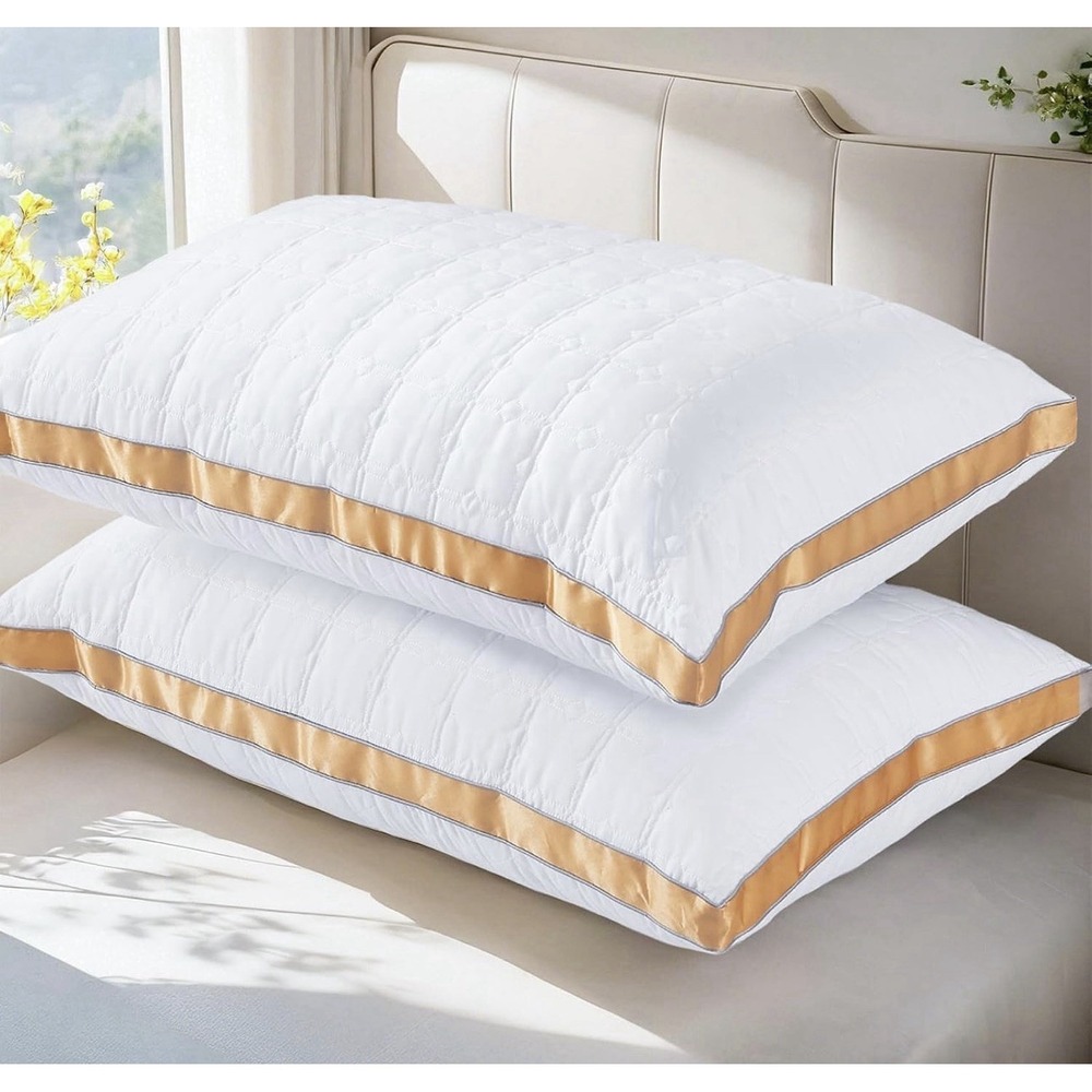 Cooling Queen Size Pillows Set of 2, Hotel Quality Gusseted Bed Pillows for Side